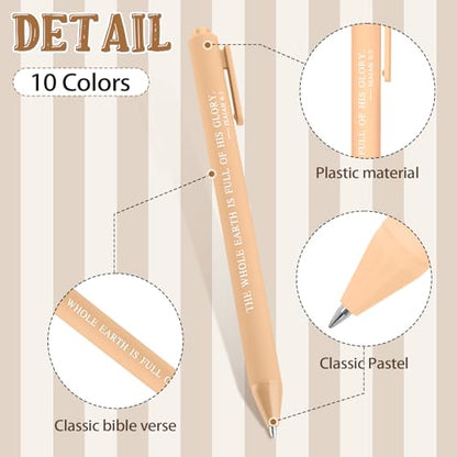 Cholemy 50 Pcs Bible Verse Pens Bulk Christian Pens Black Ink - color: Morandi