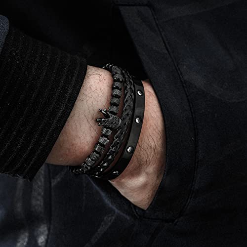 WFYOU Stainless Steel Bracelets for Men Gold Cuff Bracelet Birthday Gifts - color: Black 11
