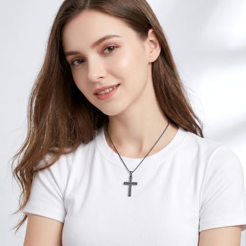 14K Gold Plated Cross Pendant Necklace Christian Jewelry Religious Gift - color: A02-Cross Black