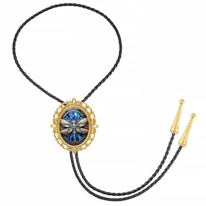 GelConnie Gothic Bolo Tie for Men Women 3D Art Western Cowboy Necktie - color: Dragonfly Bolo Tie-no Luminous
