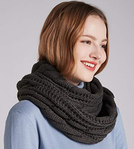 NEOSAN Womens Thick Ribbed Knit Winter Infinity Circle Loop Scarf - color: Twist Charcoal