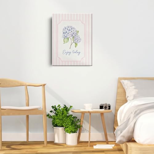BEASTZHENG Enjoy Today Purple Hydrangea Canvas Wall Art Farmhouse Decor - color: Enjoy today