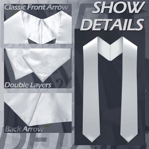 Geyoga 24 Pcs Graduation Stole Bulk Sublimation Blank 70 in - color: Silver