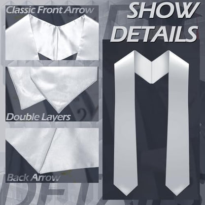 Geyoga 24 Pcs Graduation Stole Bulk Sublimation Blank 70 in - color: Silver
