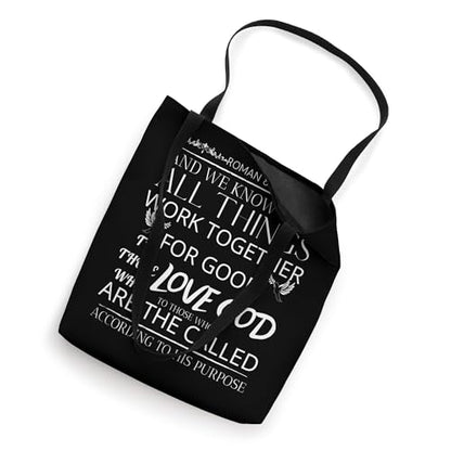 Roman 8:28 Quote Faith All Things Work Together For Good Tote Bag