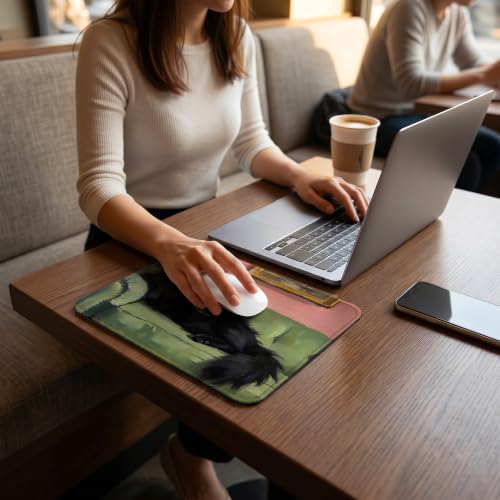 Black Cat Martini Mouse Pad Coquette Retro Desk Pad 9.5x7.9 Inch - color: Black Cat