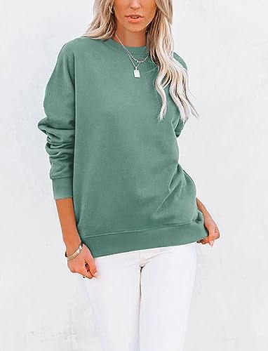 TICTICMIMI Women's Casual Crewneck Sweatshirts Cute Loose Fit with Pockets - color: C- Mint Green, size: Medium