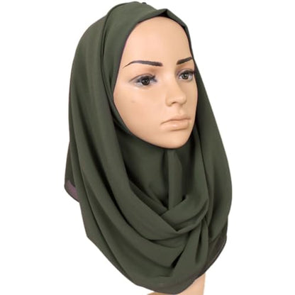 LMVERNA Solid Color Bubble Chiffon Scarf for Women Fashion Soft Hijab Long Scarfs Wrap Scarves - color: Bw-gn