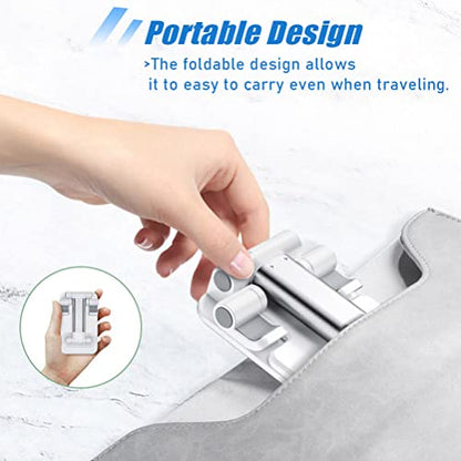 2 Pcs MT-6 Cell Phone Holder, Adjustable Angle and Height, Anti-Slip Silicone Pad, Foldable and Portable, Compatible with 4-8 Inch Devices - color: G-White