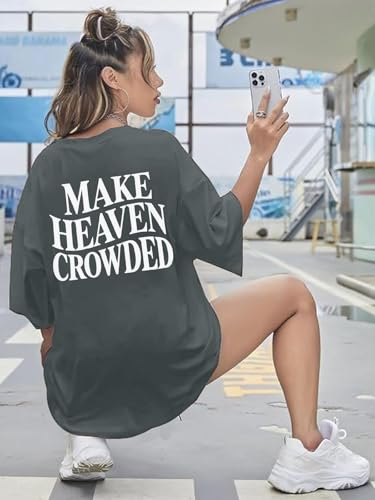 Christian Shirts for Women Oversized Faith Jesus Shirt Inspirational Tops - color: Gray3, size: Large
