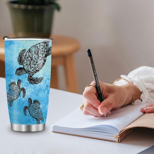 WIRESTER 20 OZ Stainless Steel Tumbler With Lid, Double Wall Vacuum Insulated Tumbler, Coffee Travel Mug Cup for Hot Cold Drinks - Ocean Sea Turtles - color: Ocean Sea Turtles