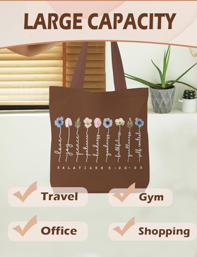 Bible Bags for Women, Christian Tote Bag, Gifts for Christian Women - color: Brown