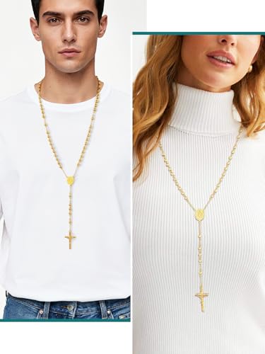 Supcare Rosary for Men Women Catholic Necklace Rosary Beads Customized - color: B03-Virgin Mary Yellow with Case