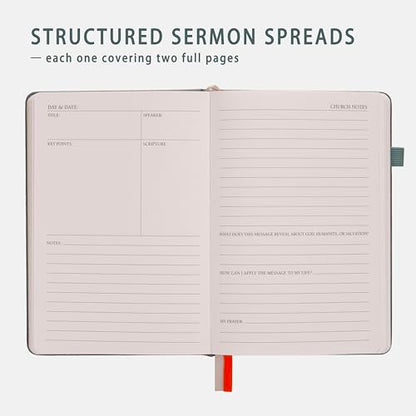 Church Notes Journal with Pen & Gift Box, A5 Sermon Notes Notebook - color: Blue