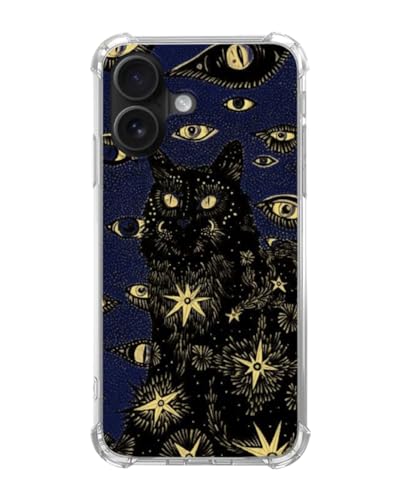 Trippy Psychedelic Cat Case Compatible with iPhone 17, Hippie Black Cat Animal Cover, Cool TPU Phone Case Cover - color: Psychedelic Cat