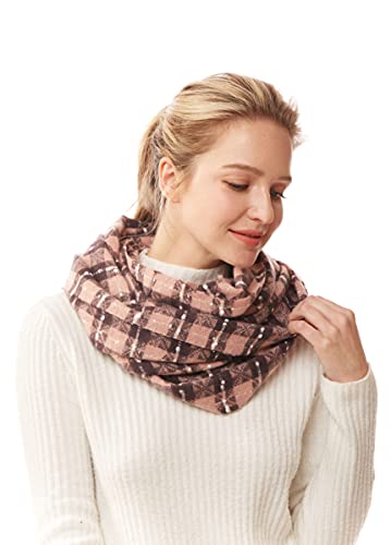 ScarvesMe Women's Check and Plaid Soft Infinity Loop Winter Fall Warm Scarf - color: Lof1252_pink