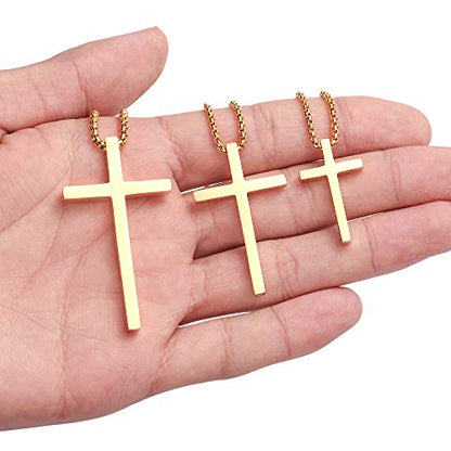 M MOOHAM Cross Necklace for Men Teen Boys 16-30 Inch - color: "Gold: Cross Pendant 1.2"*0.7"