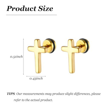 Small Gold Cross Earrings for Women Rhinestone Cross Stud Earrings Trendy Jewelry Gift - color: A: gold cross earrings
