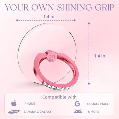 2 Pcs Jsoerpay Clear Phone Ring Holder with Diamond, Pink - color: 2 Pink Diamond