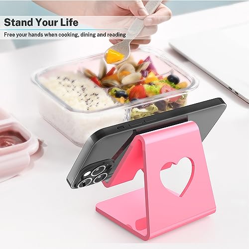 Crpich Acrylic Cell Phone Stand, Portable Phone Holder, Pink Phone Stand for Desk, Compatible with Phone16 15 14 13 12 Pro Max Mini 11 SE, Switch, Android Smartphone, Pad, Tablet, Desk Accessories - color: Pink