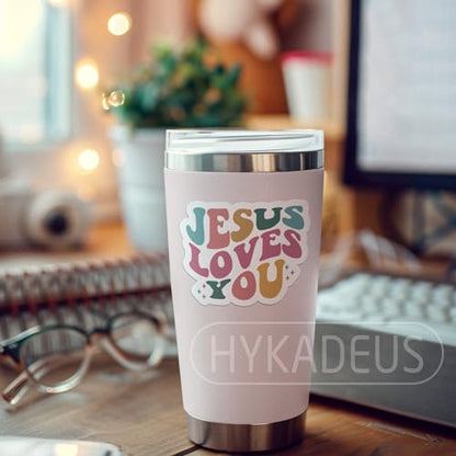 (3Pcs) Jesus Loves You Stickers - God Jesus Sticker Inspirational Christian Religious Faith Stickers, Waterproof Vinyl Decals for Water Bottle, Laptop, Journals, Scrapbook, Church Party, 3 x 2.5 Inch - color: Jesus Loves You