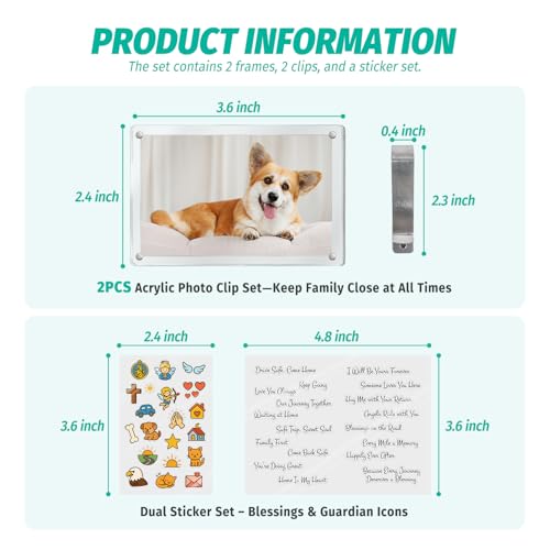 2Pcs Car Picture Holder for Sun Visor,Clear Acrylic & Strong Magnetic Car Visor Photo Clip with Safe Driving &Guardian Icons Stickers, Cute Car Accessories,Gift for Family & Friends (2.4x3.5) - size: 2.4x3.5