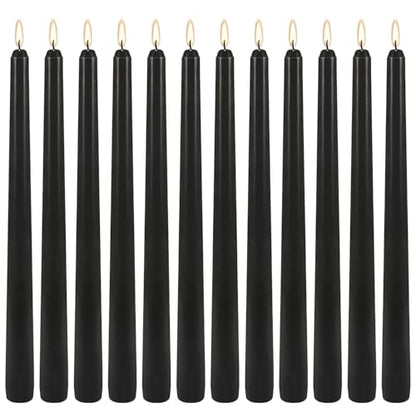 12Pack 10Inch Black Taper Candles,Unscented,8 Hour Long Burning,Dripless - color: Black, size: 12Pack