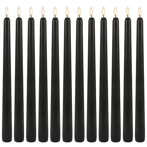 12Pack 10Inch Black Taper Candles,Unscented,8 Hour Long Burning,Dripless - color: Black, size: 12Pack