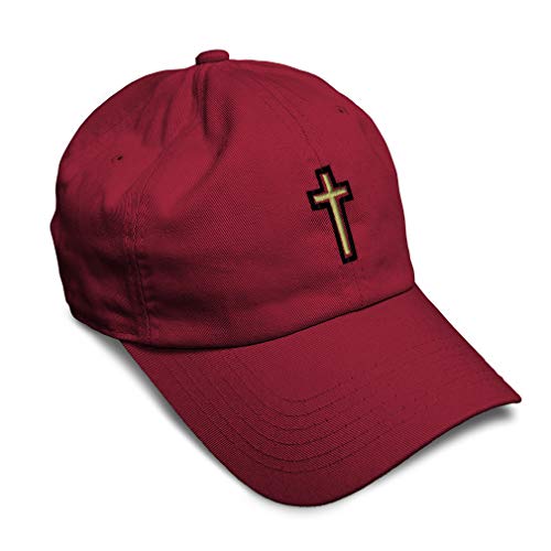 Soft Baseball Hat Embroidered Dad Hat Chaplain Cross Jesus God Christian Faith Men & Ladies Baseball Cap - color: Burgundy Design Only