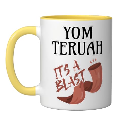Yom Teruah It's a Bang Ceramic Mug, Yellow/White - color: Yellow/White, size: 11 Ounces