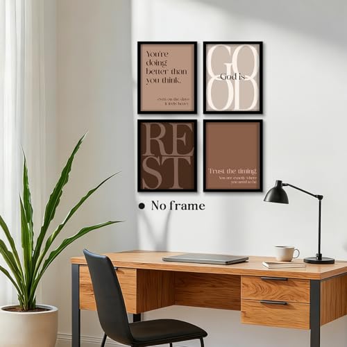WEFKODO Bible Verse Christian Wall Art God Is Good Posters Prints Brown - color: god good
