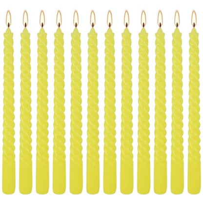 Yellow Spiral Taper Candles, 12 Pack 10 Inch Unscented - color: yellow-10"12pcs