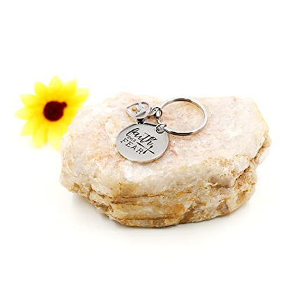 Uloveido Stainless Steel Faith Cross Keychain & Jesus Loves Me Christian Keyring Mustard Seed Charms Religious Jewelry - style: Faith Over Fear-heart Mountain