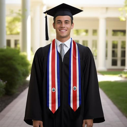 Graduation Flag Stole Sash Scarf Day Gifts - color: Costa Rica Flag