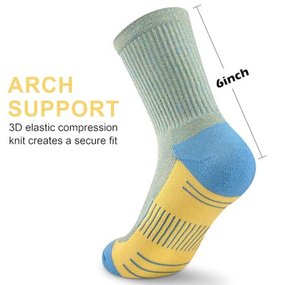 cuangya Women Crew Socks Athletic Cushioned Running Hiking 3-5 Pairs - color: 5 Pairs Lush Greenery, size: 8-10