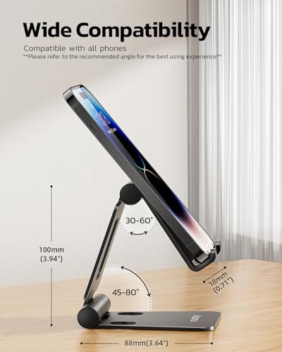 Nulaxy 2 Pack Aluminum Dual Folding Cell Phone Stanr for Desk, Black&Black - color: C-Black