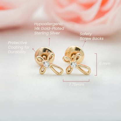 Cherished Moments Cross Earrings, .925 Sterling Silver or 14k Gold-Plated - color: SM Gold Clear