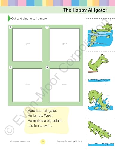 Evan-Moor Learning Line: Beginning Sequencing, Prek - Kindergarten Workbook