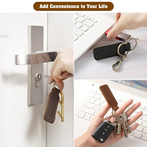 Jack&Chris Genuine Leather Car Keychain, Universal Key Fob Keychain, Leather Key Chain Holder for Men and Women, JC306 - color: Green*4