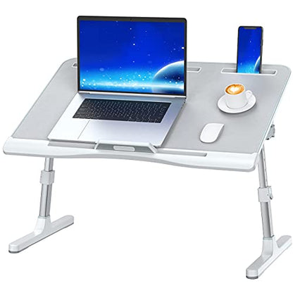 KLEAR Laptop Bed Tray Desk with Adjustable Height & Angle, No Drawer, Grey - color: Gray, size: Large without Bag (13.4"x23.6")