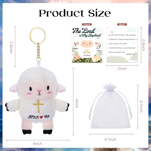 Christian Gifts Lamb Stuffed Animal - 12 Pack Baptism Gifts for Girl Boys, Cute Sheep Plush Keychain with Jesus Loves Me Perfect for First Communion Party Favors - style: 12 Pack Lamb of God