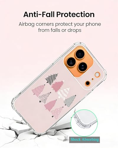 Pink Christmas Tree Phone Case Compatible with iPhone 17 Pro, Cute Christmas Holiday Phone Cover for iPhone 17 Pro - color: Christmas Tree