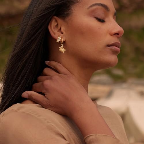MYEARS Women Earrings Gold Huggie Hoop Dangle Drop 14K Gold Plated Small Simple Hypoallergenic Everyday Jewelry - style: Turtle