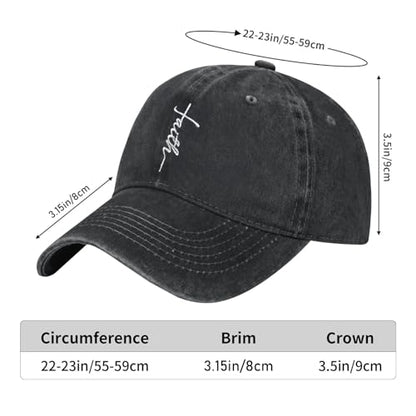 Embroidered Baseball Cap Christian Hat for Men Women - color: Black, style: Faith