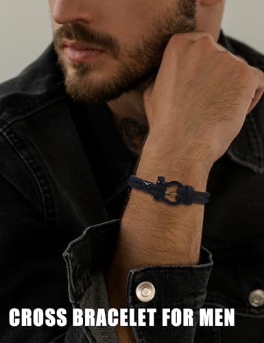 Giovanchi Christian Cross Bracelet for Men Him Dad Father Godfather Grandfather Grandpa Husband, Inspirational Faith Based Jesus Bracelets Gifts for Easter Basket Stuffers - style: Always Remember
