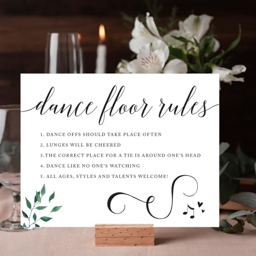 Andaz Press Wedding Party Signs, Natural Greenery Green Leaves, 8.5x11-inch, Dance Floor Rules, 1-Pack - color: Activities Dance Floor