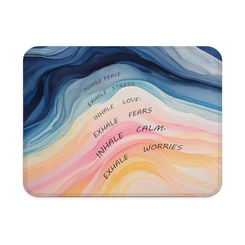 Abstract Mental Health Mouse Pad, Inhale Peace Exhale Stress Mouse Pad for Work Computers Laptop Therapy Office Dorm Desk Accessories, School Counselor Office Must Haves, 9.5x7.9 Inch - color: Interesting text Mouse pad U