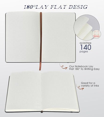Biuwory Dotted Journal Notebook, 140 Dot Grid Pages, Medium 5.7"×8.3" - color: Black, size: Dotted-140 Pages (5.7"×8.3")