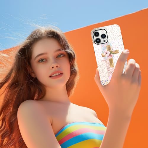 for iPhone 13 Pro 6.1'' Pink Flower Cross Christian Phone Case - color: Pink Flower Cross, size: iPhone 13 Pro