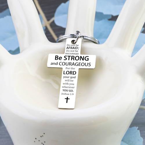 Cross Keychain for Men Women Jesus Keychain Christian Key chain Bible Verse Accessories Scripture Religious - color: Silver